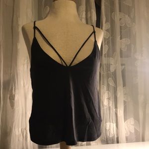 Detailed v neck tank top (gray) Charlotte Russe